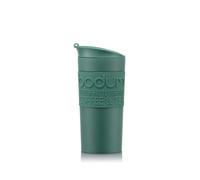 Bodum Taza de viaje aislada de doble pared de 12 onzas con tapa, acero inoxidable, bosque