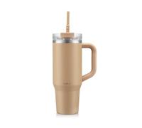 Bodum Travel Mug Tumbler - Botella de metal con paja, asa y tapa de color marrón, 1,2 L, apta para lavavajillas, para bebidas frías y café caliente