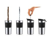 Bodum Travel Press - Taza de Viaje térmica, con émbolo, pequeña, 0,35 l, Color Negro