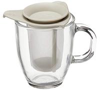 Bodum Yo-Yo Set - Tetera Individual, 0,35 l, Taza de Cristal, Filtro y Tapa de plástico, Color Blanco Crema