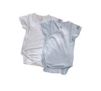 Body 1 mes niño manga corta 2 piezas azul blanco