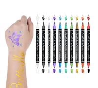 Body Art Markers Skin, 10-Color Double Tip Temporary Skins Marker, 6.46 Inches Washable Formula & Compact, Artwork Supplies for Drawing, Daily Use, Men, Women, Teens, Kids, All Saint Eve's, Cosplayers
