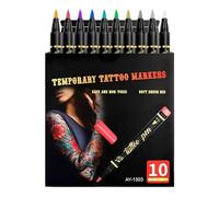 Body Art Pens - 10-Color Temporary Pencils with Stencils, Body Painting Marker Set, Creative Temporary Fun for Kids, Youth, Women, Men, Cosplay, Costume, Photoshoots, 0.51x0.51x5.59inch