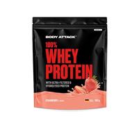 Body Attack- 100% Whey Protein,900g, Fresa, proteína en polvo extra cremosa con hidrolizado y BCAA's, apoya el desarrollo muscular y las dietas, para todos los atletas