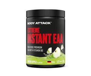 Body Attack Extreme Instant EAA Polvo Green Apple 500 g | Vegano, 8 aminoácidos EAA esenciales para una dieta rica en proteínas y entrenamiento intensivo. Relación ideal 2:1:1