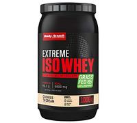 Body Attack Extreme Iso Whey, aislado de proteína de suero CFM de leche de sauce irlandesa 100% libre de gluten, rico en EAAs, sin grasa, sin aspartamo, 90,6% contenido de aislamiento (Cookies 1 kg)