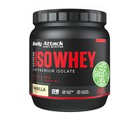 Body Attack Extreme Iso Whey, CFM Aislado de proteína de suero de leche de sauce irlandés 100%, sin gluten, rico en AEA, bajo en grasas, 90,6% de contenido de aislado (vainilla, 500g)