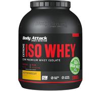 Body Attack Extreme Iso Whey, CFM Aislado de proteína de suero de leche de sauce irlandés 100%, sin gluten, rico en AEA, bajo en grasas, 90,6% de contenido de aislado (butter biscuit, 1,8 kg)