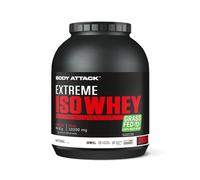Body Attack Extreme Iso Whey, CFM Aislado de proteína de suero de leche de sauce irlandés 100%, sin gluten, rico en AEA, bajo en grasas, 90,6% de contenido de aislado (natural, 1,8 kg)