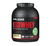 Body Attack Extreme Iso Whey, CFM Aislado de proteína de suero de leche de sauce irlandés 100%, sin gluten, rico en AEA, bajo en grasas, 90,6% de contenido de aislado (vainilla, 1,8 kg)