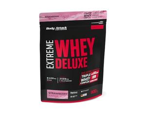 Body Attack Extreme Whey Deluxe, biscotti, proteina in polvere con aminoacidi e Triplo-Whey-Complex con Whey Isolate, a basso contenuto di zuccheri e di grassi, fragola da 900g, Made in Germany