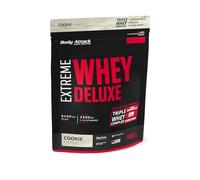 Body Attack Extreme Whey Deluxe, proteína en polvo con aminoácidos y complejo de triple suero con aislado de suero, proteína en polvo perfectamente soluble, bajo en azúcar, bajo en grasas, lata de, turrón de nueces, Galletas y crema, 900g, calidad Made in Germany