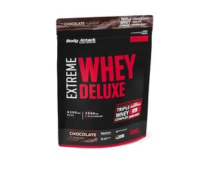 Body Attack Extreme Whey Deluxe, proteína en polvo con aminoácidos y complejo de triple suero con aislado de suero, proteína en polvo perfectamente soluble, bajo en azúcar, bajo en grasas, lata de, Crema de chocolate, 900g, calidad Made in Germany