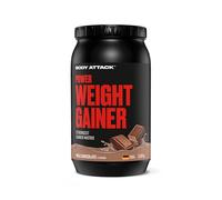 Body Attack Power Weight Gainer-aumento de peso-chocolate con leche, 1,5 kg, 100% desarollo masa, carbohidrato-proteína en polvo para el aumento muscular con proteína de suero, ideal para Hardgainer