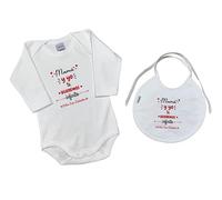 Body + Babero bebé frase : " Mamá y Yo Te queremos Infinito Feliz San Valentín " REGALO BEBES REGALO PAPÁS (6 MESES Feliz San Valentín)