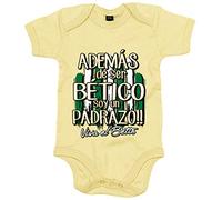 Body bebé además de ser Bético soy un padrazo - Amarillo, Talla única 12 meses