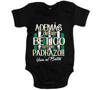 Body bebé además de ser Bético soy un padrazo - Negro, Talla única 12 meses
