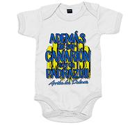 Body bebé además de ser Canarión soy un padrazo de Las Palmas para aficionado al fútbol - Blanco, Talla única 12 meses