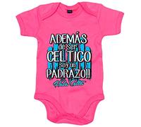 Body bebé además de ser Céltico soy un padrazo futbolero de Vigo - Rosa, Talla única 12 meses