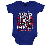 Body bebé además de ser Colchonero soy un padrazo - Azul Royal, Talla única 12 meses