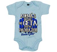 Body bebé además de ser del Geta soy un padrazo futbolero de Gefate - Celeste, Talla única 12 meses