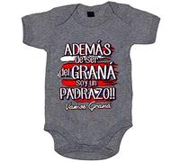 Body bebé además de ser del Graná soy un padrazo futbolero de Granada - Gris, Talla única 12 meses