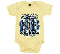 Body bebé además de ser Deportivista soy un padrazo futbolero de La Coruña - Amarillo, Talla única 12 meses