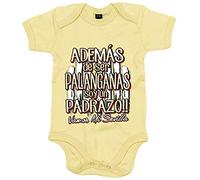Body bebé además de ser palanganas soy un padrazo futbolero de Sevilla - Amarillo, Talla única 12 meses