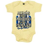 Body bebé además de ser Periquito soy un padrazo para aficionado al fútbol - Amarillo, Talla única 12 meses