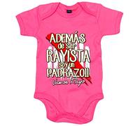 Body bebé además de ser Rayista soy un padrazo futbolero de Vallecas - Rosa, Talla única 12 meses