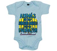 Body bebé además de ser Submarino Amarillo soy un padrazo para aficionado al fútbol de Villarreal - Celeste, Talla única 12 meses