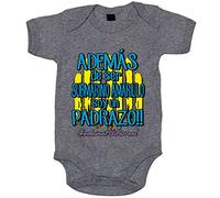 Body bebé además de ser Submarino Amarillo soy un padrazo para aficionado al fútbol de Villarreal - Gris, Talla única 12 meses