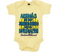 Body bebé además de ser Submarino Amarillo soy un padrazo para aficionado al fútbol de Villarreal - Negro, Talla única 12 meses