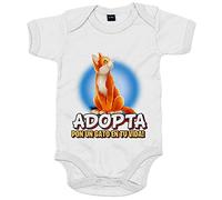 Body bebé adopta pon un gato en tu vida - Blanco, Talla única 12 meses