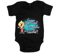 Body bebé Apassionat simpàtic i a mès del Girona - Negro, Talla única 12 meses