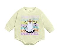 Body bébé Blanc à Manches Longues Avec Imprimé Alphabet Ludique Triangle Pour Halloween, convient aux nourrissons aux Tout Petetits., Blanco, 6-9 meses