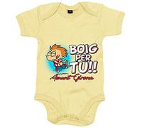 Body bebé Boig per tu amunt Girona - Amarillo, Talla única 12 meses