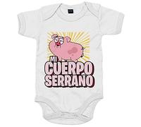 Body bebé cerdito divertido mi cuerpo serrano - Blanco, Talla única 12 meses