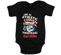 Body bebé con mi Athletic y cerveza nunca hay tristeza para aficionado al fútbol - Negro, Talla única 12 meses