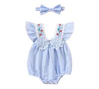 Body Bebe de Algodón, Pelele Niña Verano sin Manga, Pijama Niñas con Volante Encaje Y Floral, Ropa Recien Nacido Bordados Mono Lindo Sombrero, Mameluco Suave Ligeros