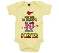 Body bebé entre todas las personas sin duda tú eres mi favorita te quiero mamá - Amarillo, Talla única 12 meses
