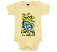 Body bebé frase con mi Cádiz y cerveza nunca hay tristeza para aficionado al fútbol - Amarillo, Talla única 12 meses