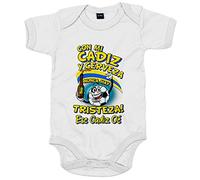 Body bebé frase con mi Cádiz y cerveza nunca hay tristeza para aficionado al fútbol - Blanco, Talla única 12 meses