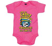 Body bebé frase con mi Cádiz y cerveza nunca hay tristeza para aficionado al fútbol - Rosa, Talla única 12 meses