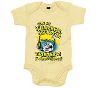 Body bebé frase con mi Villarreal y cerveza nunca hay tristeza para aficionado al fútbol - Amarillo, Talla única 12 meses
