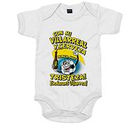Body bebé frase con mi Villarreal y cerveza nunca hay tristeza para aficionado al fútbol - Blanco, Talla única 12 meses