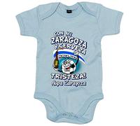 Body bebé frase con mi Zaragoza y cerveza nunca hay tristeza para aficionado al fútbol - Celeste, Talla única 12 meses