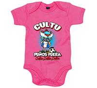 Body bebé frase cultu puños fuera parodia robot de los 80 para nostálgicos futboleros - Rosa, Talla única 12 meses