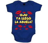 Body bebé frase divertida oju ya llegó la abuela - Azul Royal, Talla única 12 meses