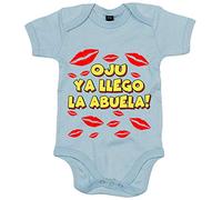 Body bebé frase divertida oju ya llegó la abuela - Celeste, Talla única 12 meses